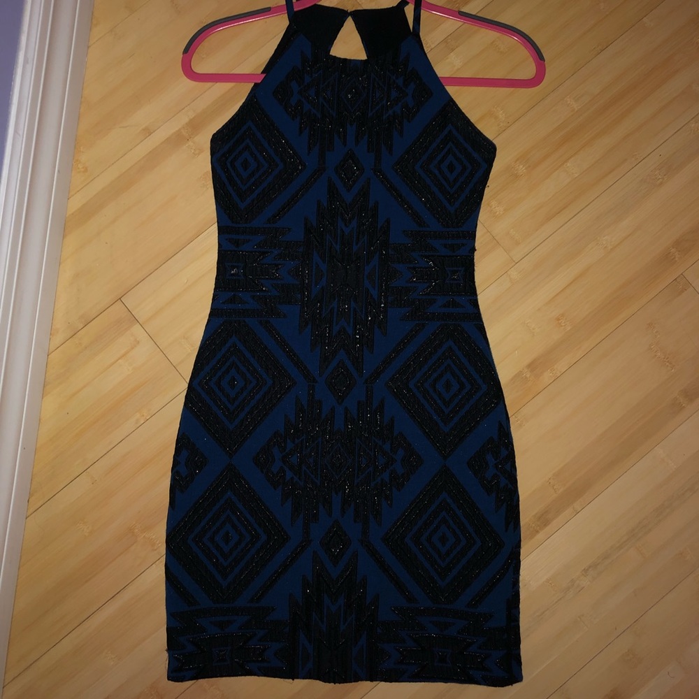 black & blue sparkly Parker dress